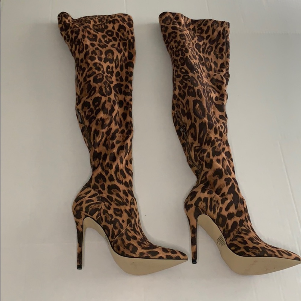 Leopard Print Over the Knee Boots